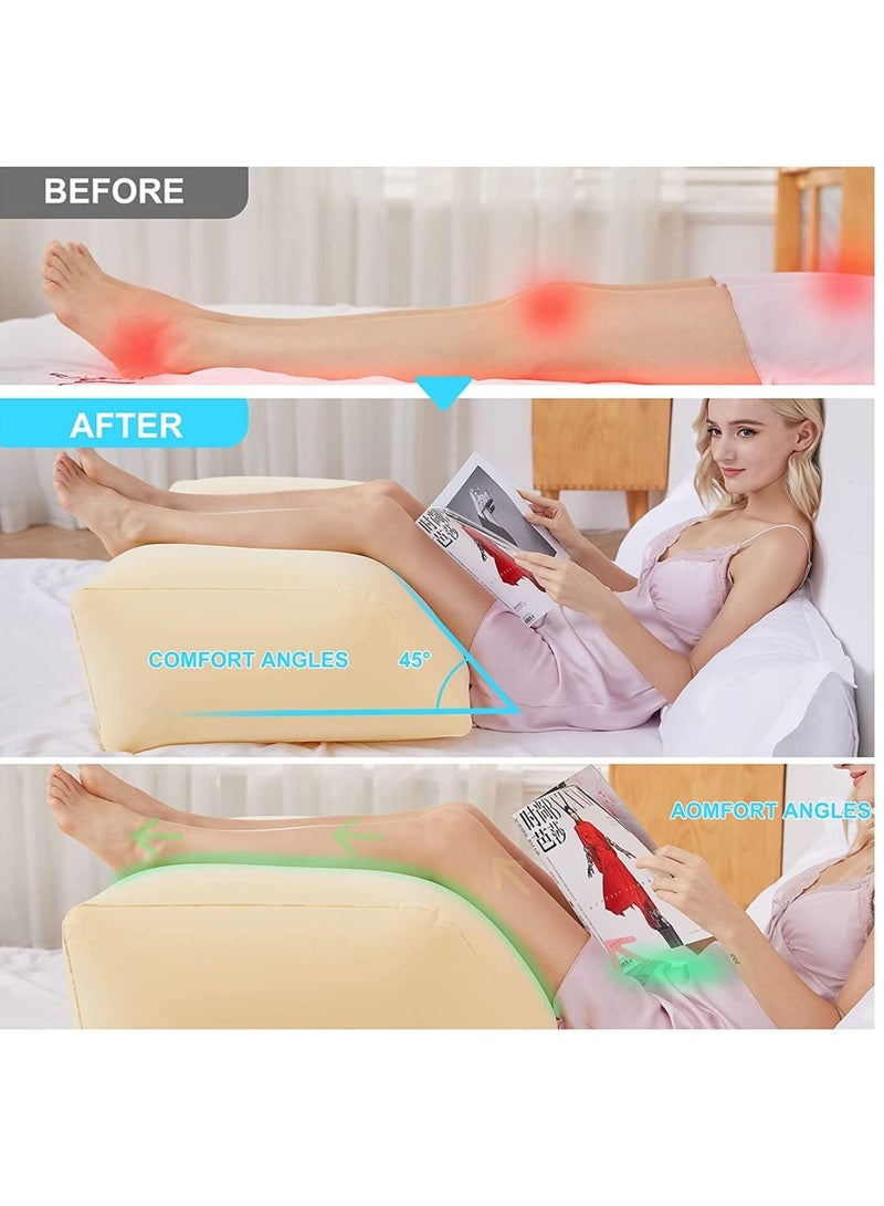 Multifunctional Inflatable Leg Elevation Rest Wedge Pillow Cushion Beige