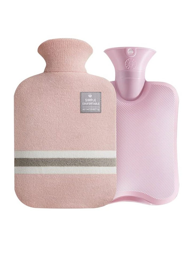 Small Hot Water Bag with Knitted Cover 1L Large Capacity Removable and Washable Soft