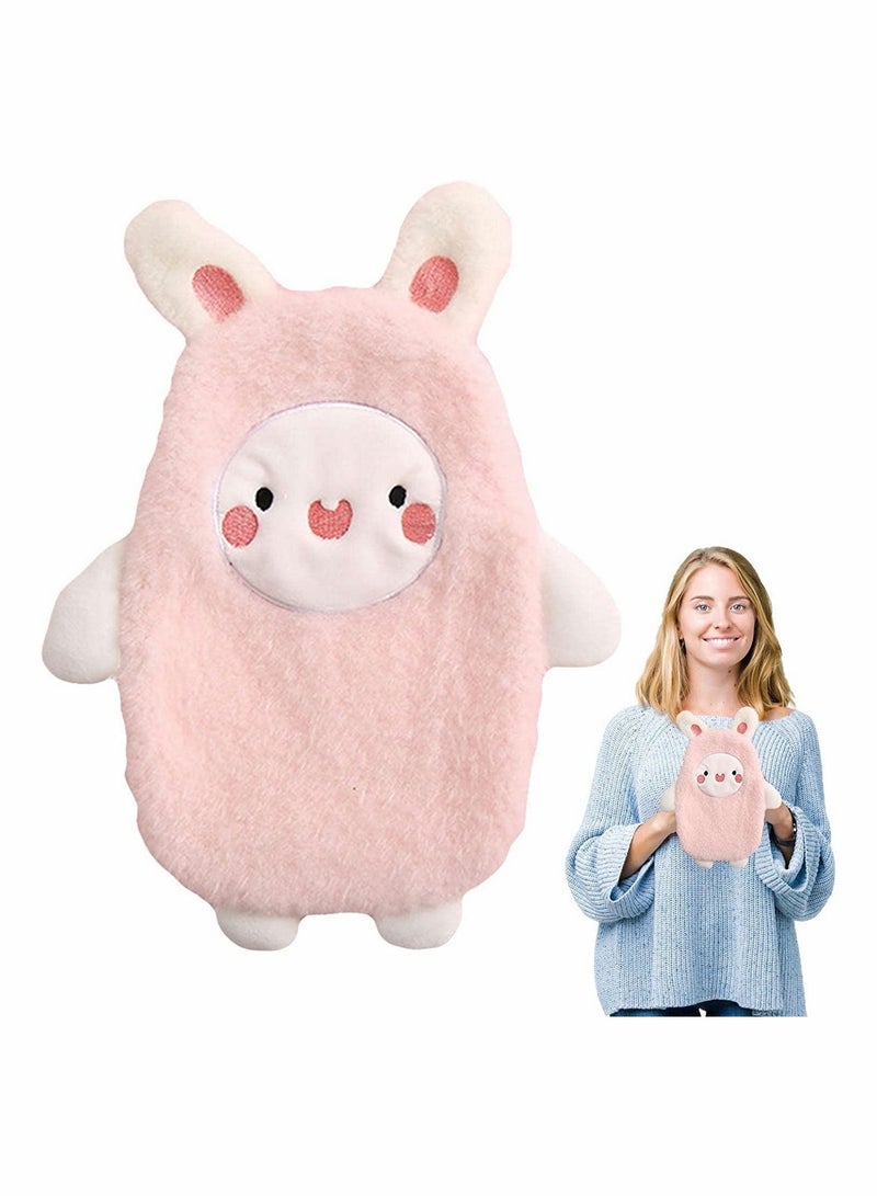Hand Warmer Pouch Water Filling with Soft Plush Cover and Hands in Leakproof PVC Hot Sack for Menstrual Cramps Neck Shoulder