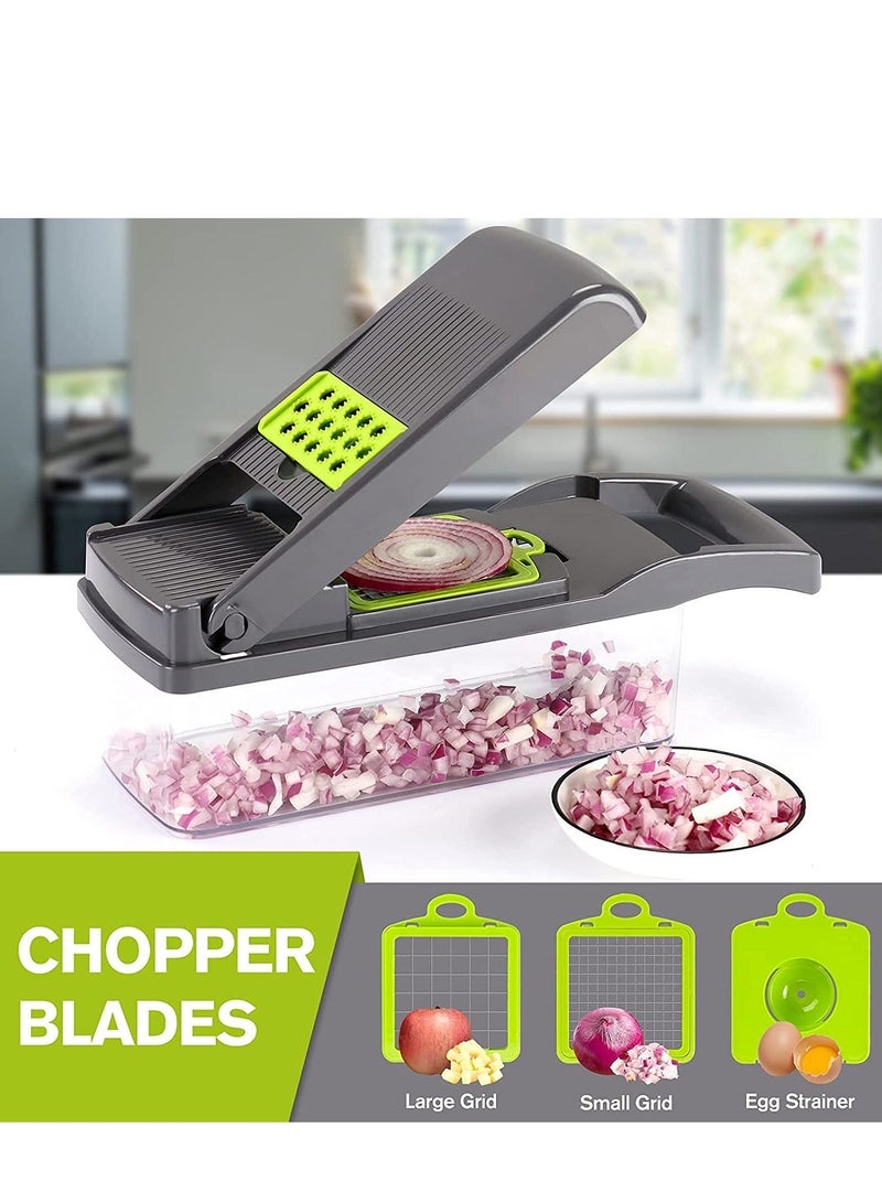 12 in 1 Vegetable Chopper Slicer Food Slicer Onion Chopper Potato Dicer Cutter Cheese Grater with Storage Container