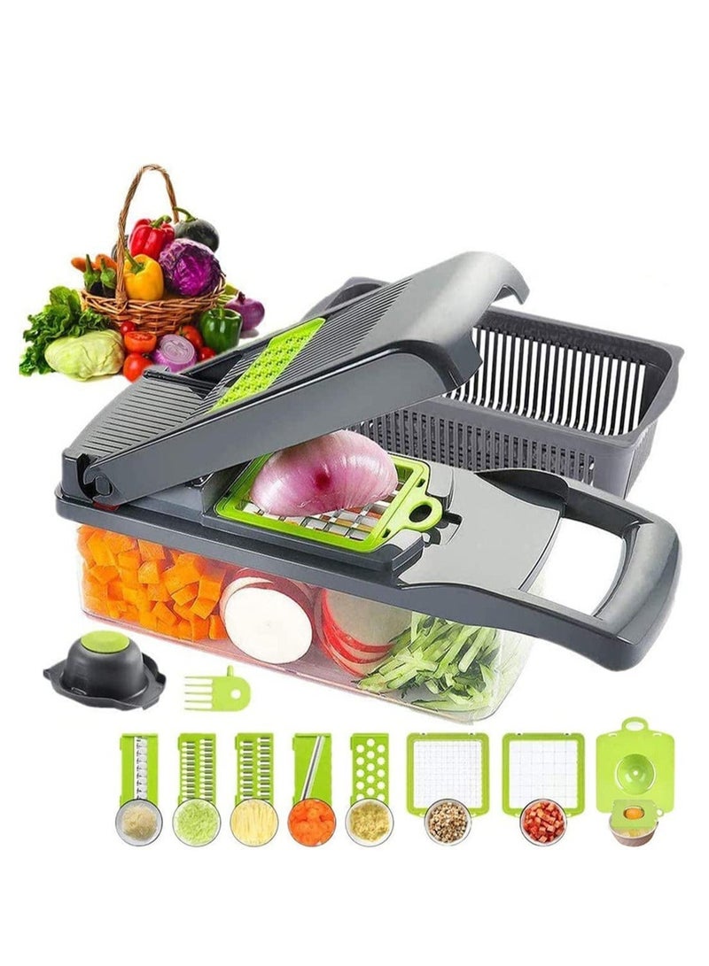 12 in 1 Vegetable Chopper Slicer Food Slicer Onion Chopper Potato Dicer Cutter Cheese Grater with Storage Container