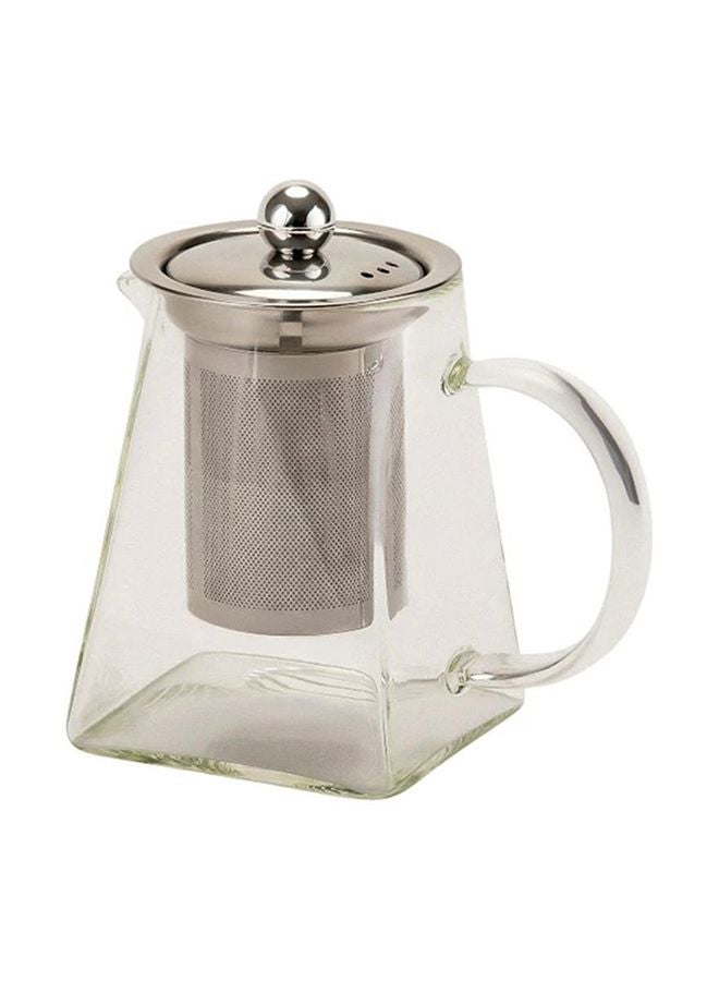 Glass Tea Pot With Stainless Steel Strain Clear/Silver 500ml