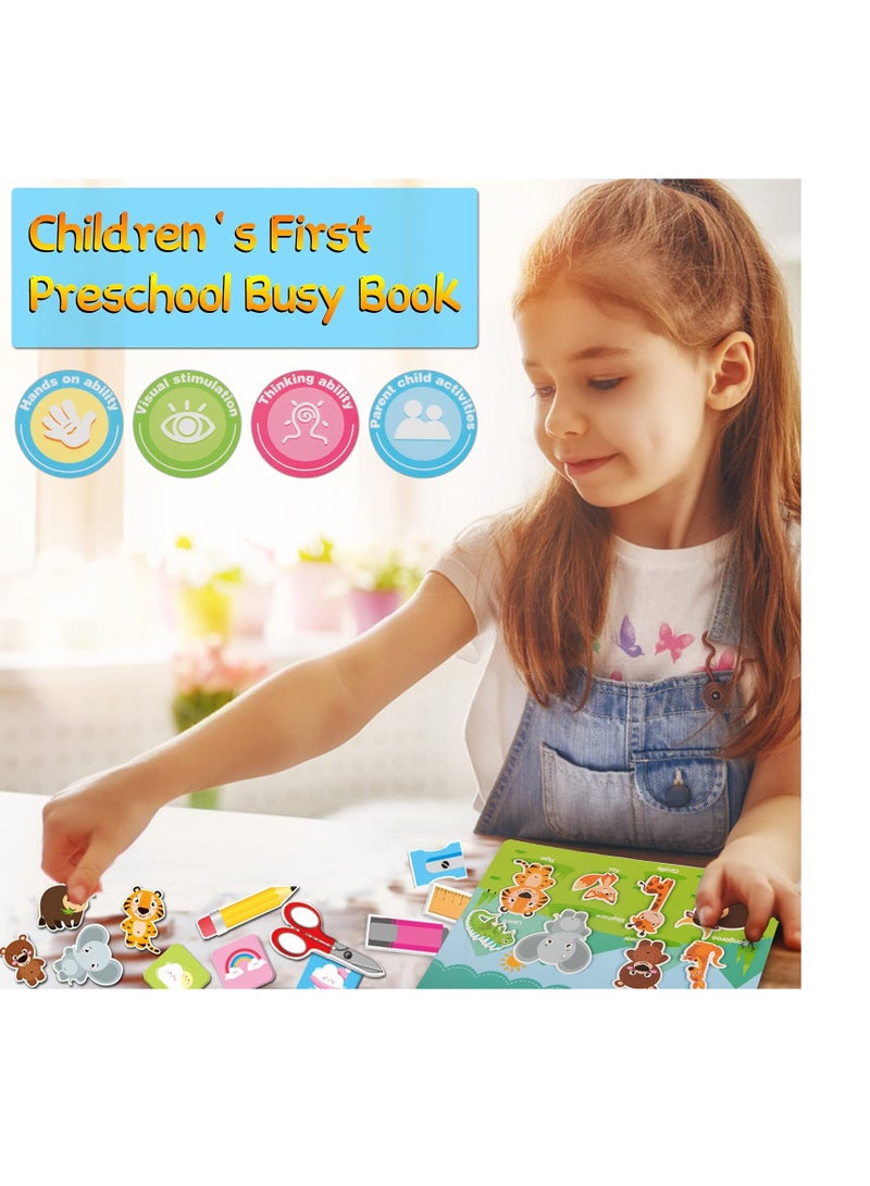 Busy Book for Kids, Kids Early Educational Learning Book, 12 Page Toddler Preschool Activity Binder and Toys, Montessori Sensory Books Boys Girls