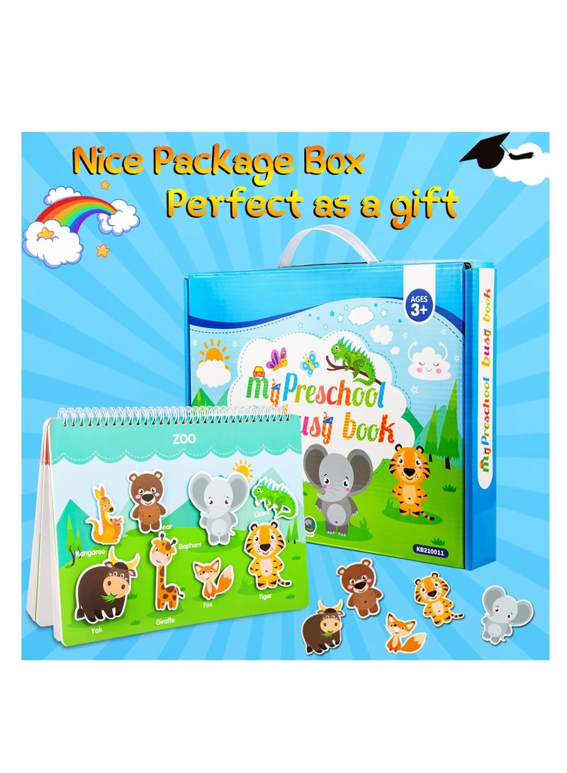 Busy Book for Kids, Kids Early Educational Learning Book, 12 Page Toddler Preschool Activity Binder and Toys, Montessori Sensory Books Boys Girls