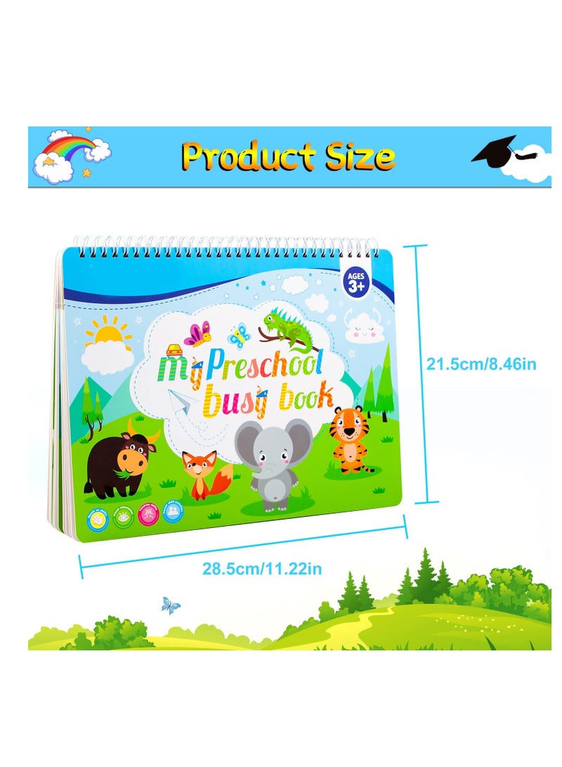 Busy Book for Kids, Kids Early Educational Learning Book, 12 Page Toddler Preschool Activity Binder and Toys, Montessori Sensory Books Boys Girls