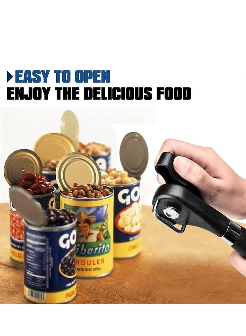 Can Opener Manual, Safe Cut With Smooth Edge, Hand with Ergonomic Grip and Larger Turning Knob, Stainless Steel Opener, Fruit Cans Utensils for Kitchen