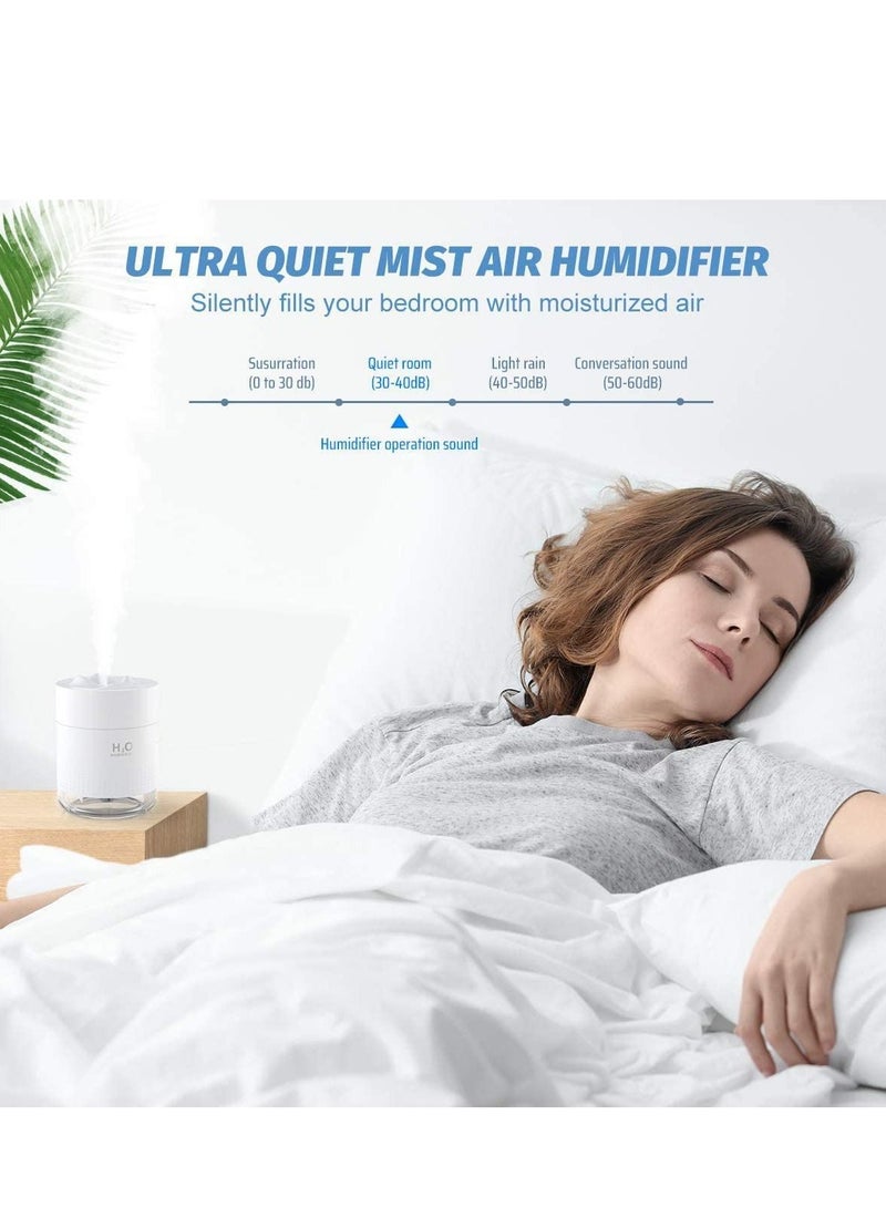 Humidifiers 500ml Cool Mist Humidifier Air Whisper Quiet with Night Light, for Home Baby Bedroom Office Travel (White)