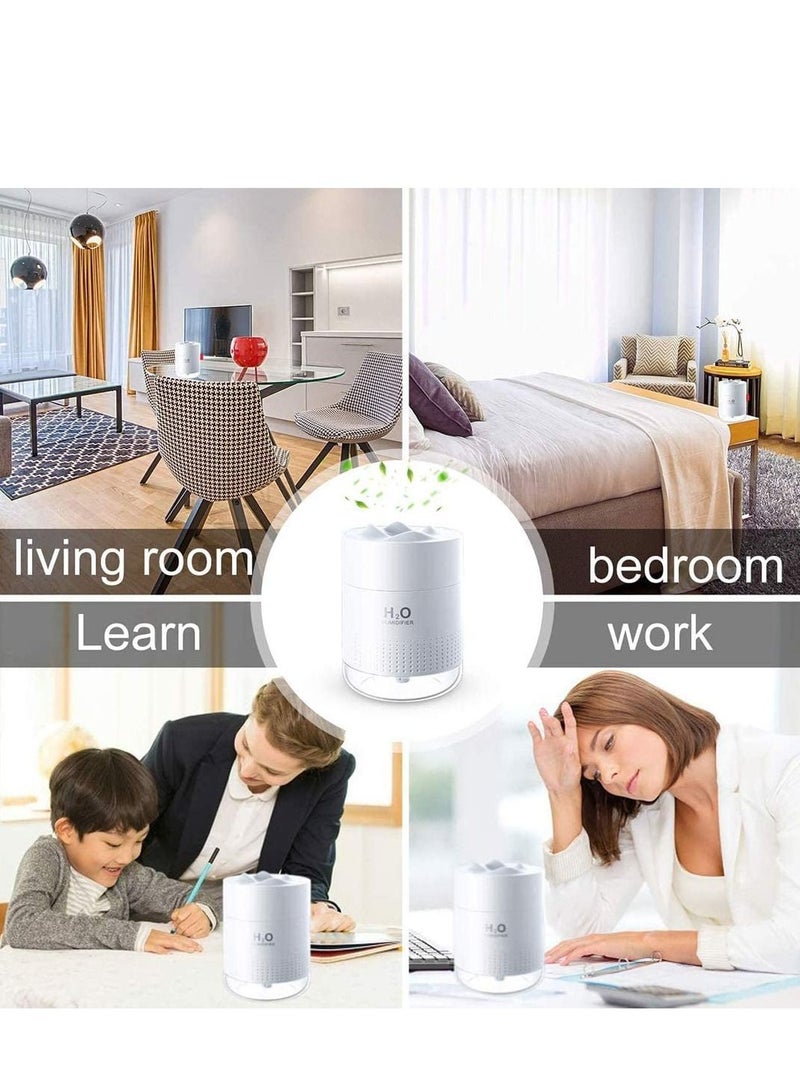 Humidifiers 500ml Cool Mist Humidifier Air Whisper Quiet with Night Light, for Home Baby Bedroom Office Travel (White)