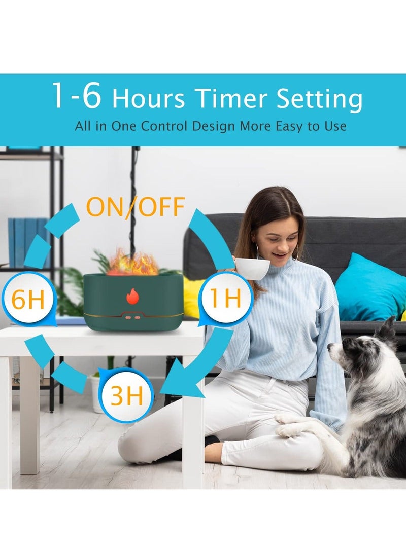 SYOSI Essential Oil Diffusers, Air Humidifier with Flame Light 240ml Aromatherapy Diffuser 7 Color Changing Modes & Waterless Auto-Off Protection for Home, Bedroom, Office, Gym (Green)
