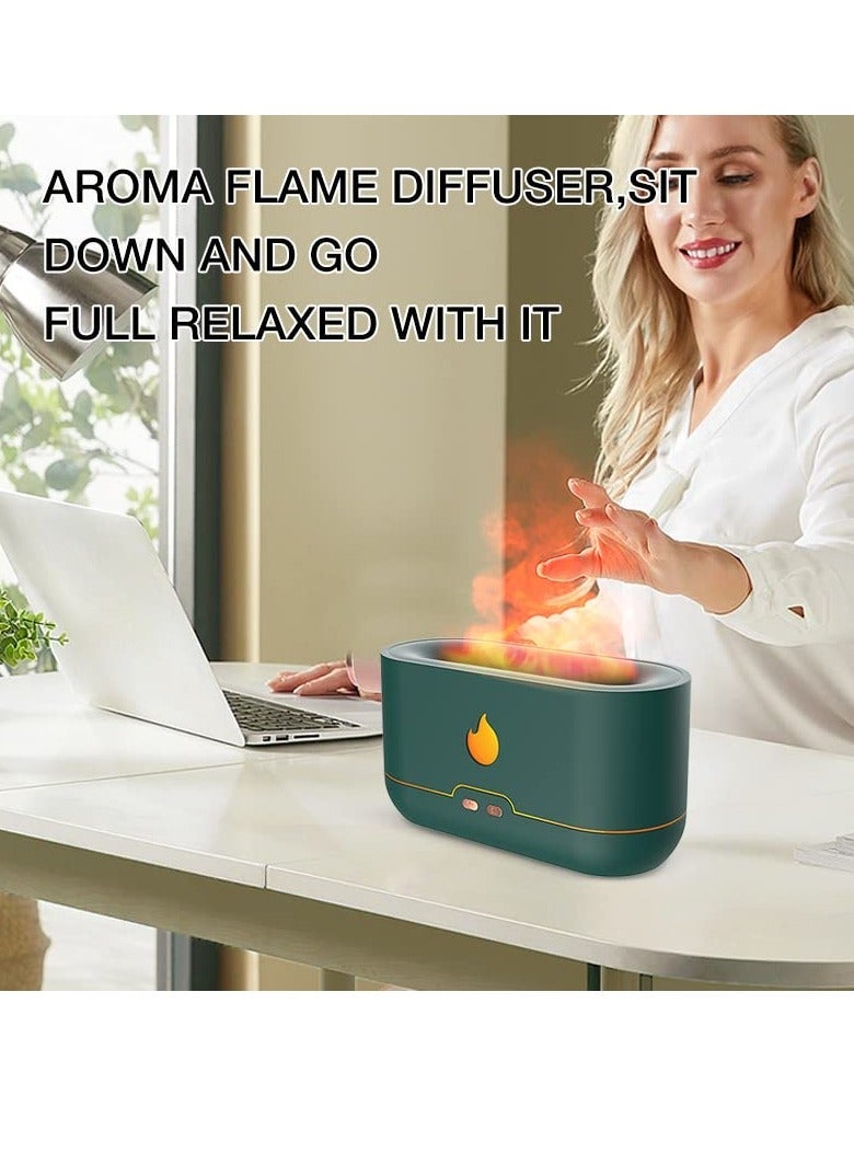 SYOSI Essential Oil Diffusers, Air Humidifier with Flame Light 240ml Aromatherapy Diffuser 7 Color Changing Modes & Waterless Auto-Off Protection for Home, Bedroom, Office, Gym (Green)