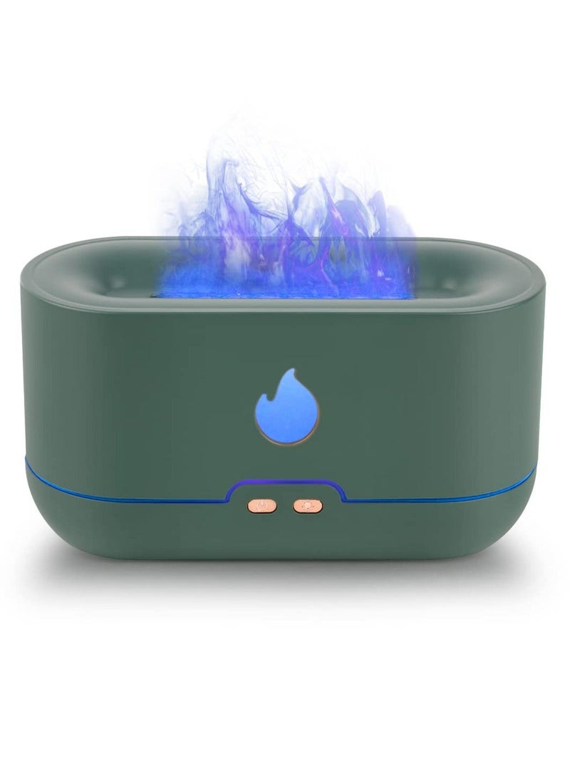 SYOSI Essential Oil Diffusers, Air Humidifier with Flame Light 240ml Aromatherapy Diffuser 7 Color Changing Modes & Waterless Auto-Off Protection for Home, Bedroom, Office, Gym (Green)