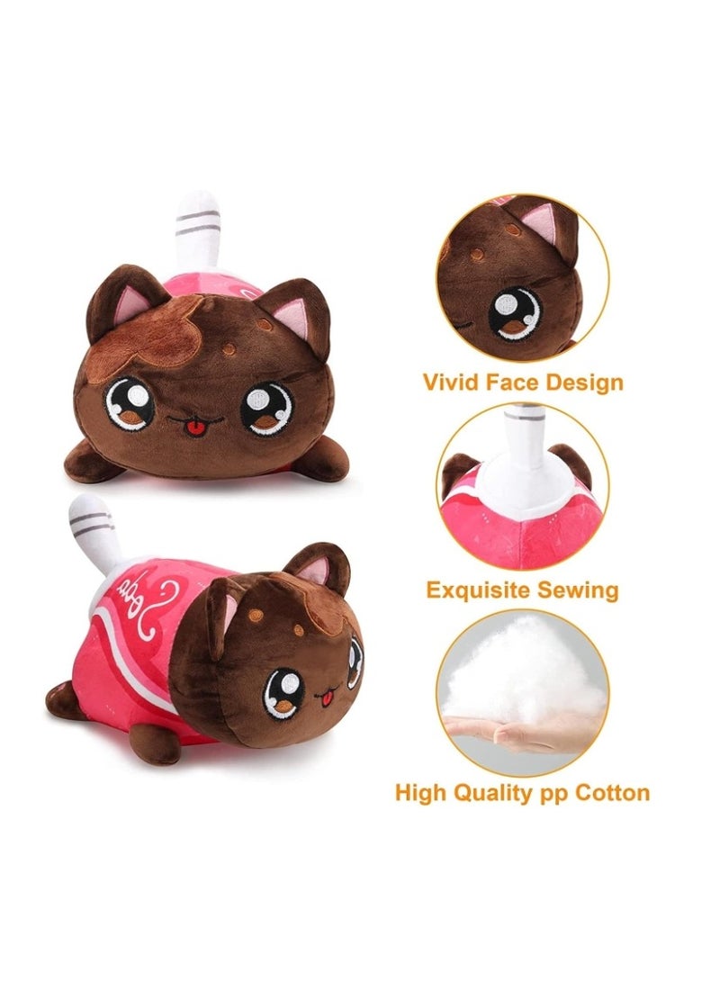 Cute Cat Meemeows Plushies Meemeows Angel and Demon Cat Plushie Cat Food Plushies Cat Mee Meow Anime Cartoon Cat Stuffed Figure Toy Plush Pillow Gift for Fans Kids (Cola cat)