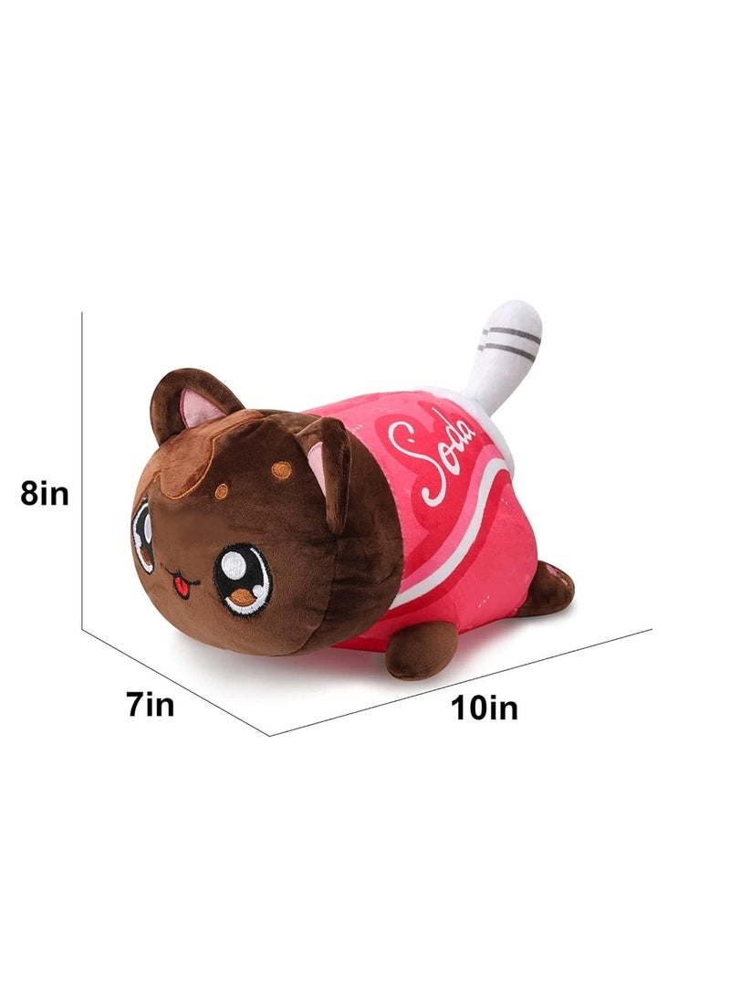 Cute Cat Meemeows Plushies Meemeows Angel and Demon Cat Plushie Cat Food Plushies Cat Mee Meow Anime Cartoon Cat Stuffed Figure Toy Plush Pillow Gift for Fans Kids (Cola cat)