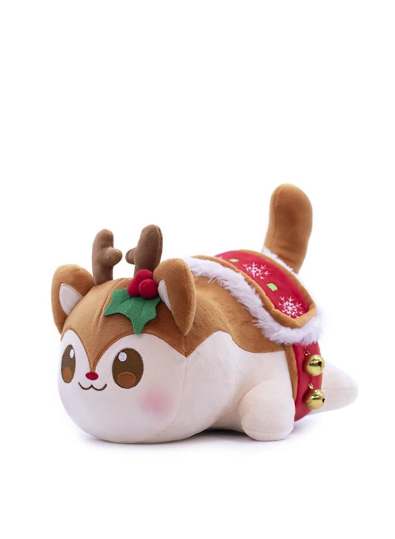 Meows Cat Plush Toy Soft Meemeow Stuffed Donut Cat Plushes Kawaii French Fry Cheeseburger Food Plush Doll Gifts (Reindeer cat)