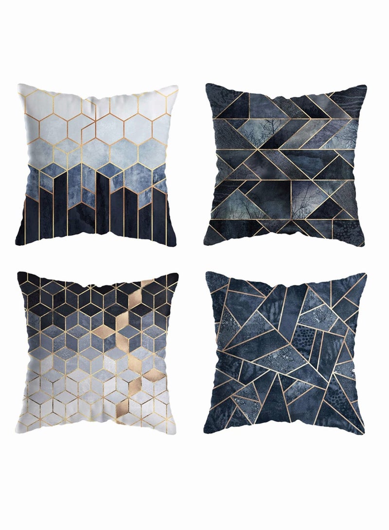 Marble Geometric Pillow Covers, SYOSI Colorful Gradient Throw Covers Square Cushion Case Soft Pillowcases, 18x18 inch for Home Decor Set of 4 Sofa Couch Car Bedroom Indoor