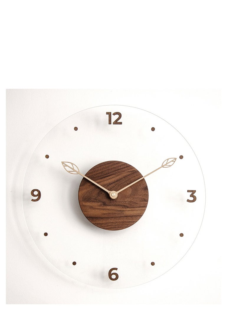 Glass Wall Clock, Round Silent Non Ticking Battery Operated 14'' Decorative Clock, Modern minimalist Wall Clock Suitable for Living room Kitchen Bedroom Office