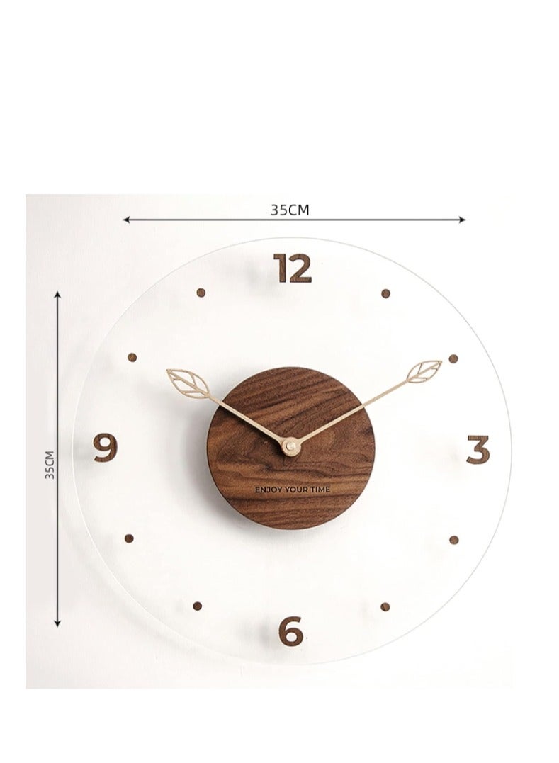 Glass Wall Clock, Round Silent Non Ticking Battery Operated 14'' Decorative Clock, Modern minimalist Wall Clock Suitable for Living room Kitchen Bedroom Office