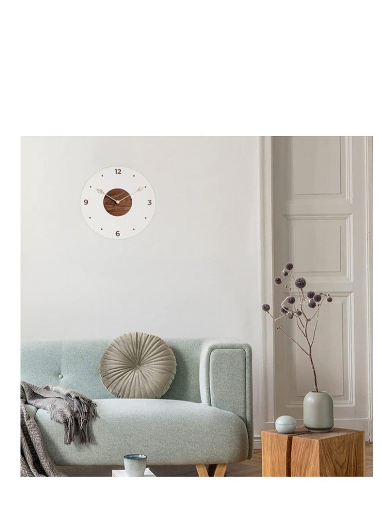 Glass Wall Clock, Round Silent Non Ticking Battery Operated 14'' Decorative Clock, Modern minimalist Wall Clock Suitable for Living room Kitchen Bedroom Office