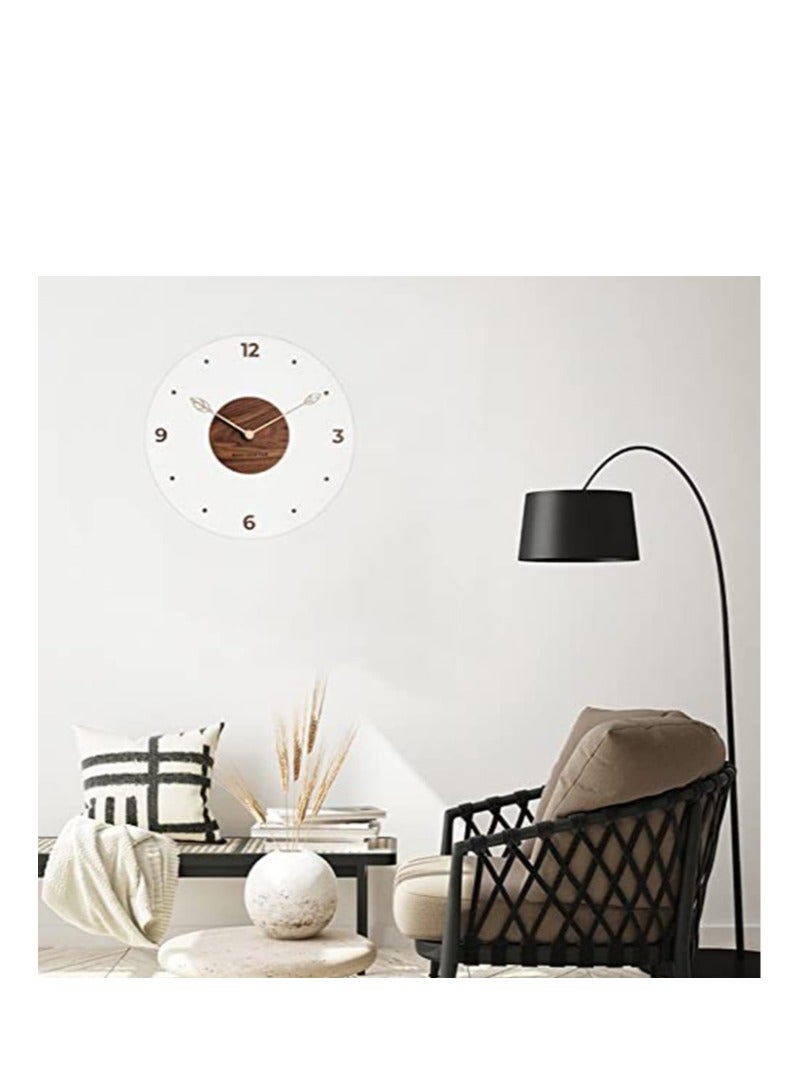 Glass Wall Clock, Round Silent Non Ticking Battery Operated 14'' Decorative Clock, Modern minimalist Wall Clock Suitable for Living room Kitchen Bedroom Office