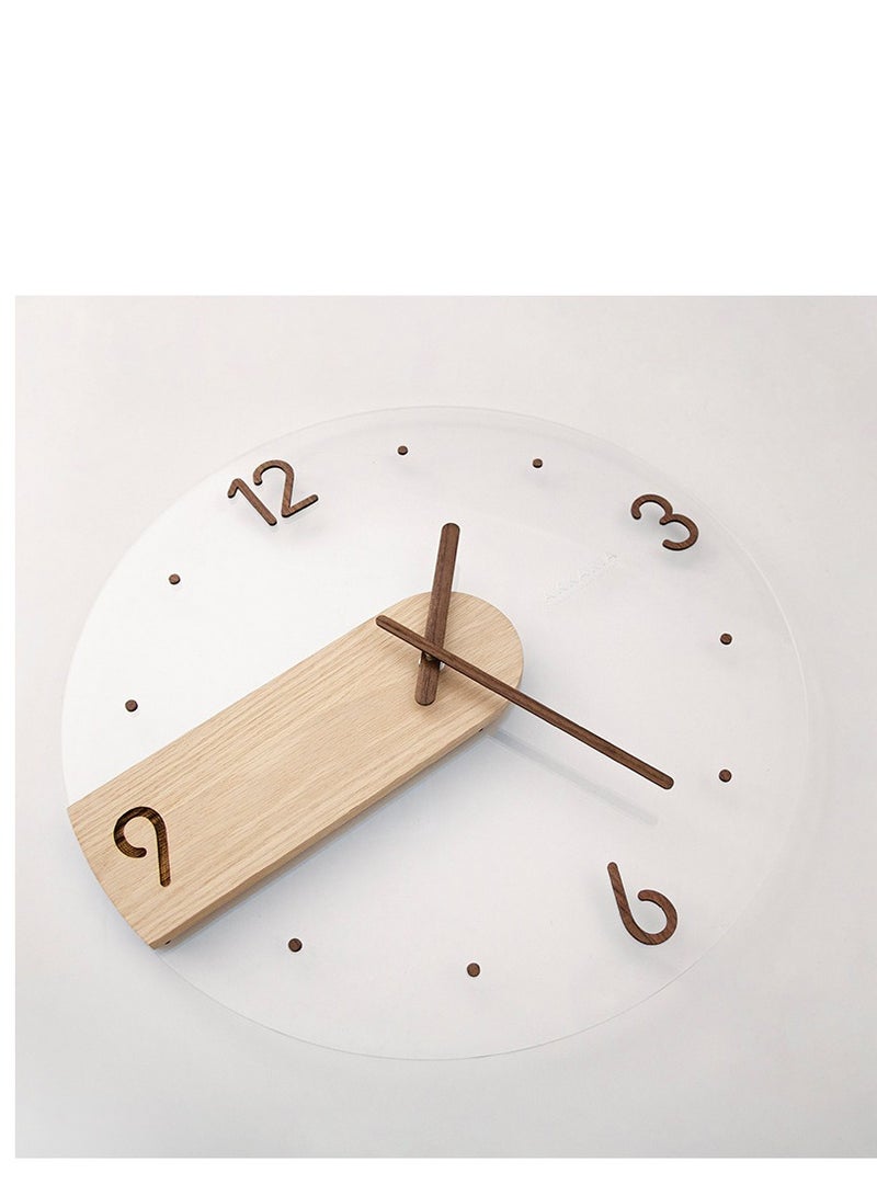 Glass Wall Clock, Round Silent Non Ticking Battery Operated 14'' Decorative Clock, Modern minimalist Wall Clock, Suitable for Living room Kitchen Bedroom Office