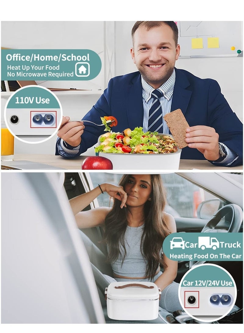 Electric Heated Bento Lunch Box Warmer Rice Cooker For Adult Kids Car Truck with Insulated Bag and Stainless Steel Cutlery