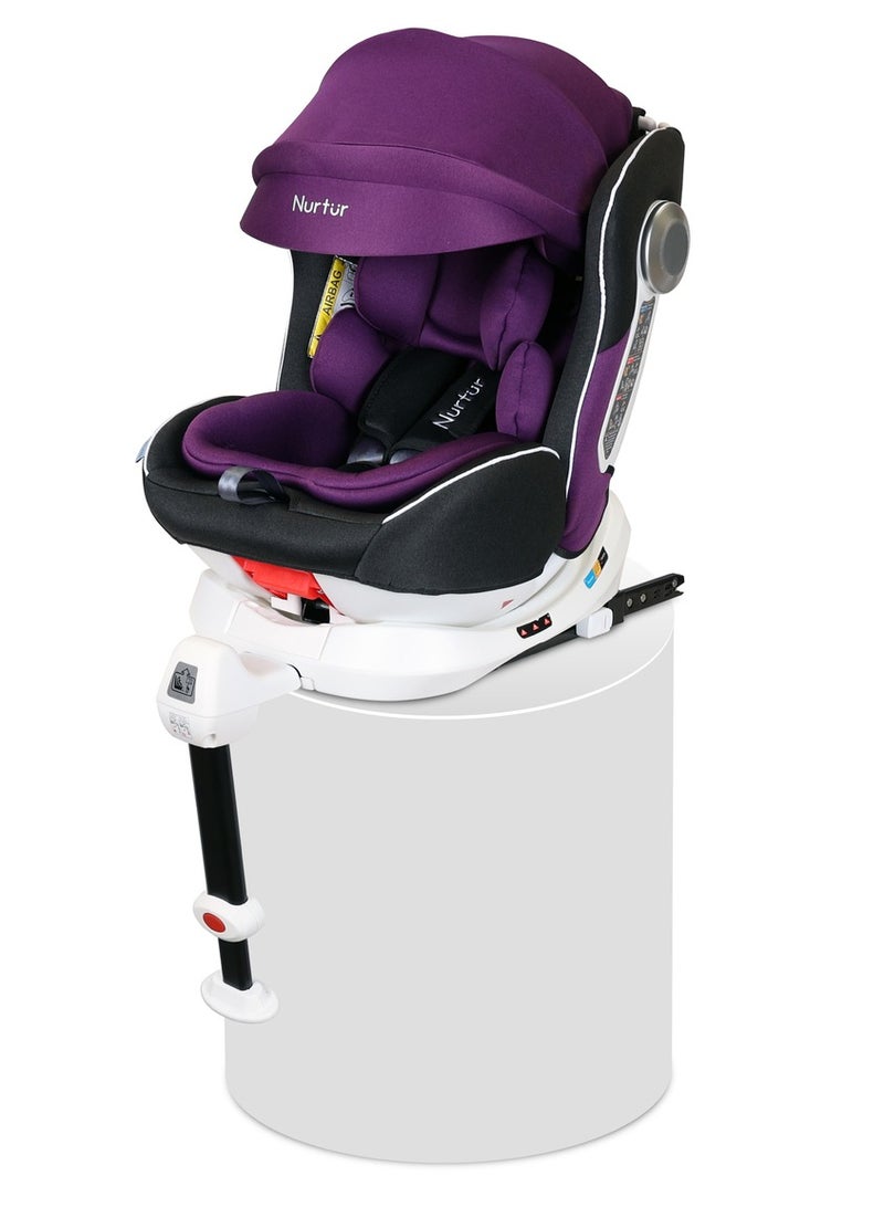 Liberty Baby 4 In 1 Car Seat Leg Support ISOFIX 10 - Level Adjustable Backrest With Canopy Upto 36kg, Purple