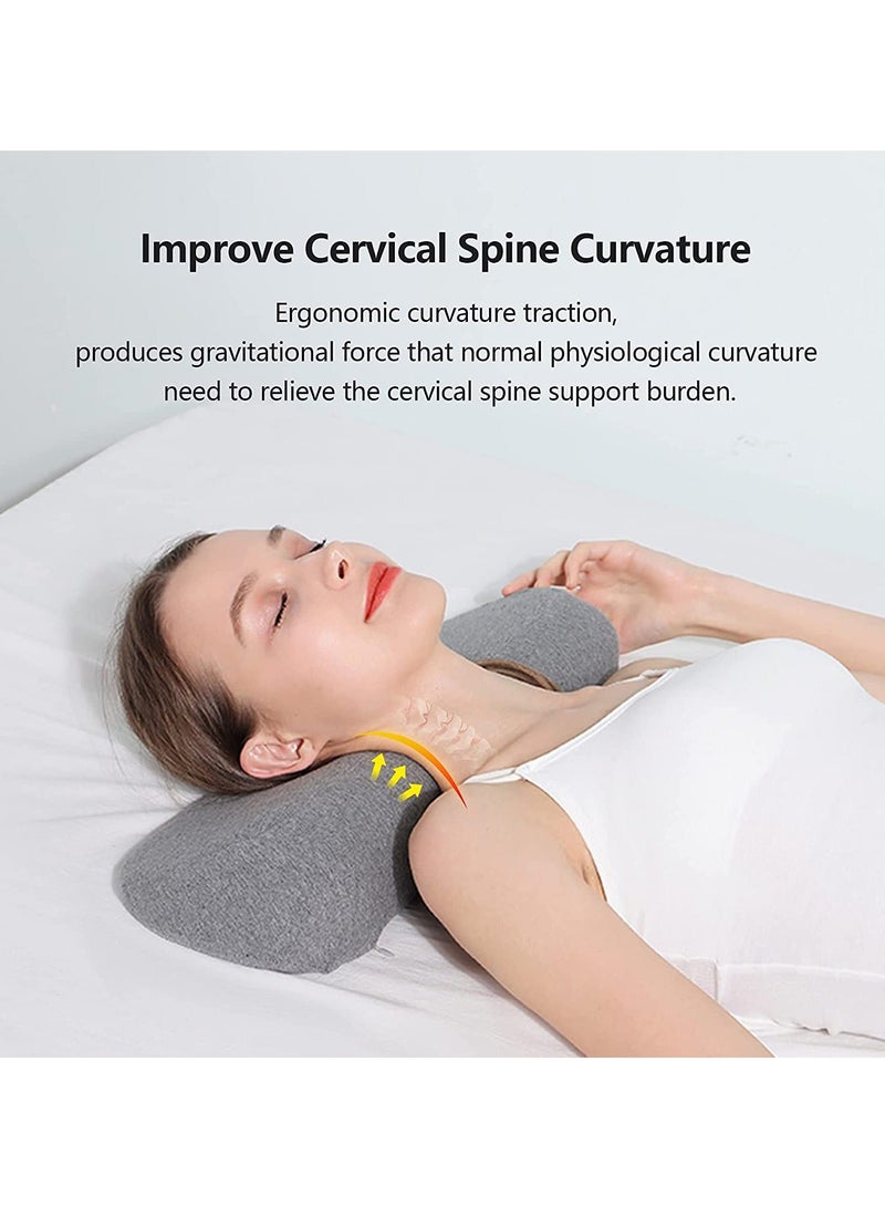 Cervical Neck Pillow for Sleeping, Memory Foam Bolster Stiff Pain Relief, Roll Support Bed Side Sleepers, Sleeping