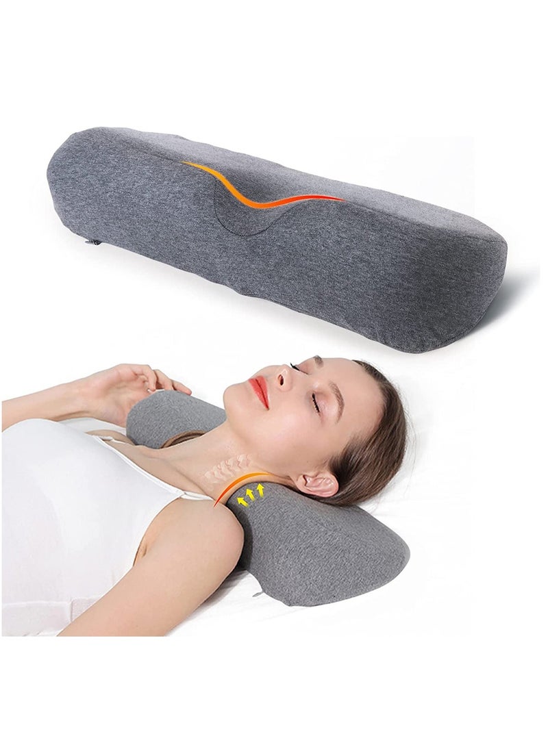 Cervical Neck Pillow for Sleeping, Memory Foam Bolster Stiff Pain Relief, Roll Support Bed Side Sleepers, Sleeping