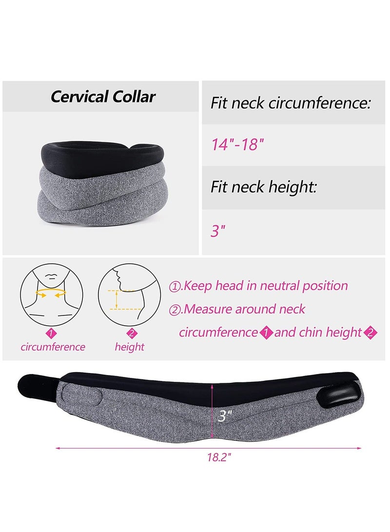 Neck Brace for Pain and Support, Foam Cervical Collar Sleeping, Vertebral Whiplash Wrap Alignment Stabilize, Support Pressure Relief Women Men(3