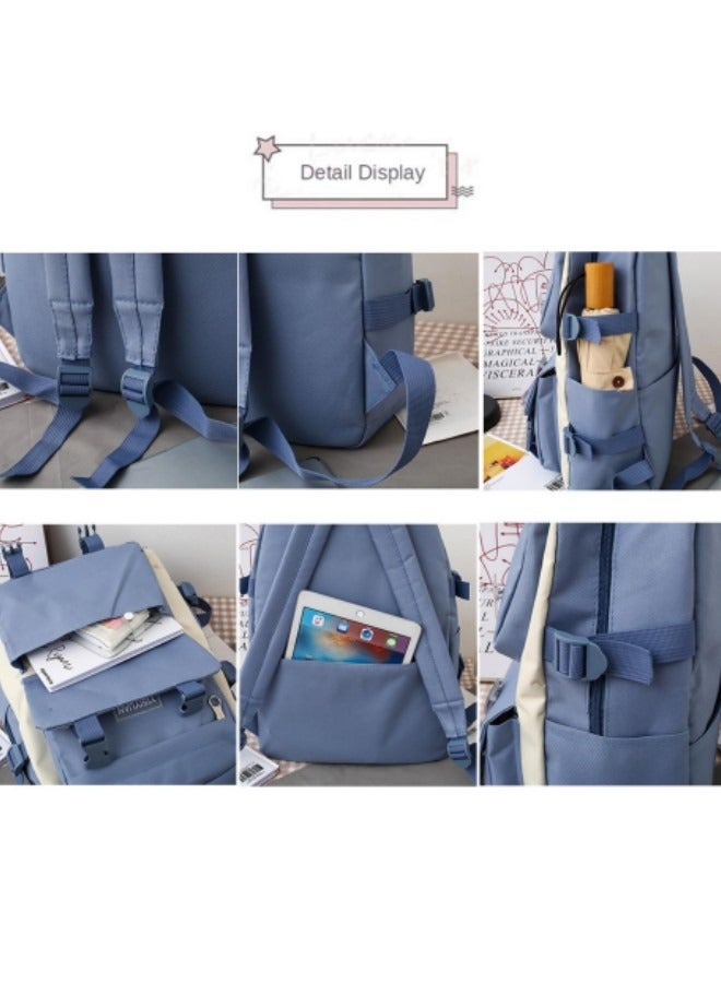 Kids Cute Backpack Set for School, 5Pcs Kwaii School Bag Large-capacity, Girls Boys Back to School Book Bag Backpack Purple