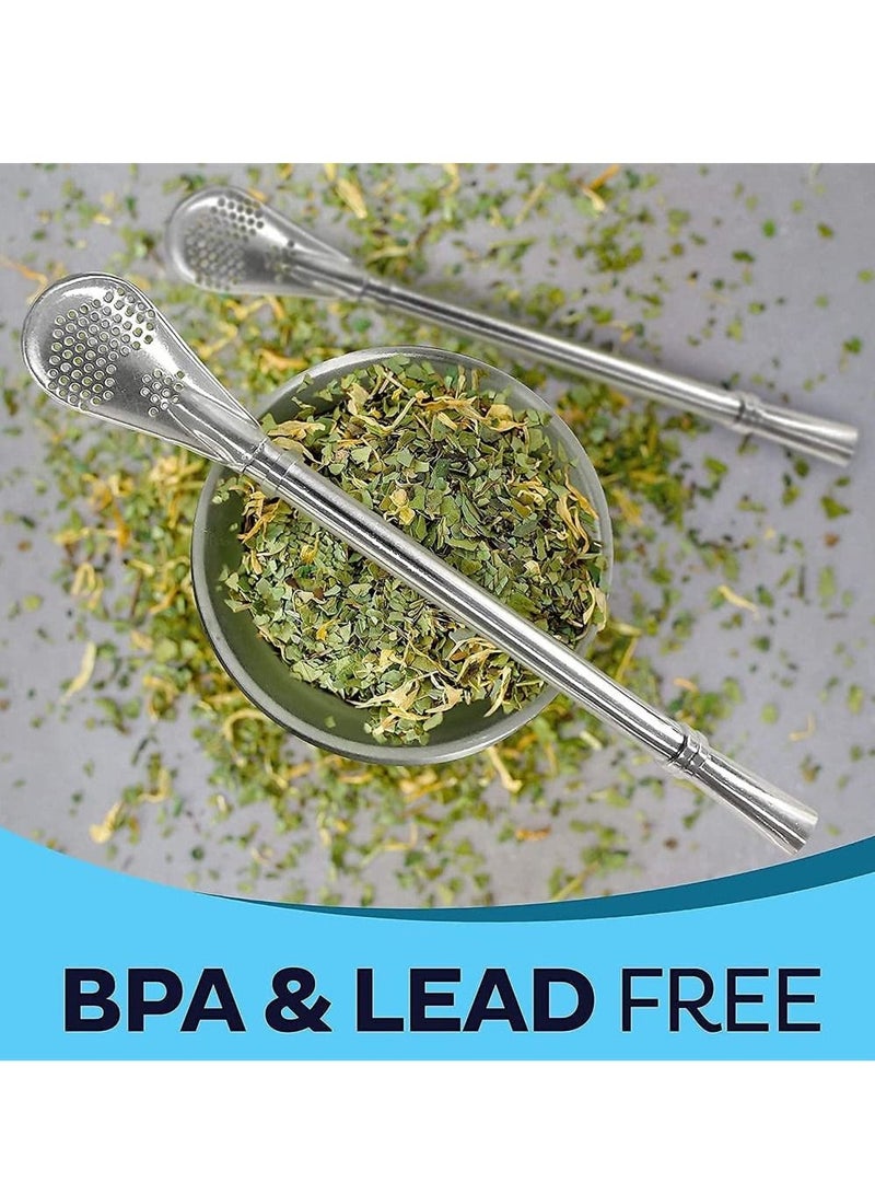Yerba Mate Tea Cup And Bombilla Straw Set 12oz double-wall Stainless Coffee Water Natural Gourd Kit For Loose Leaf Drinking Easy to Clean