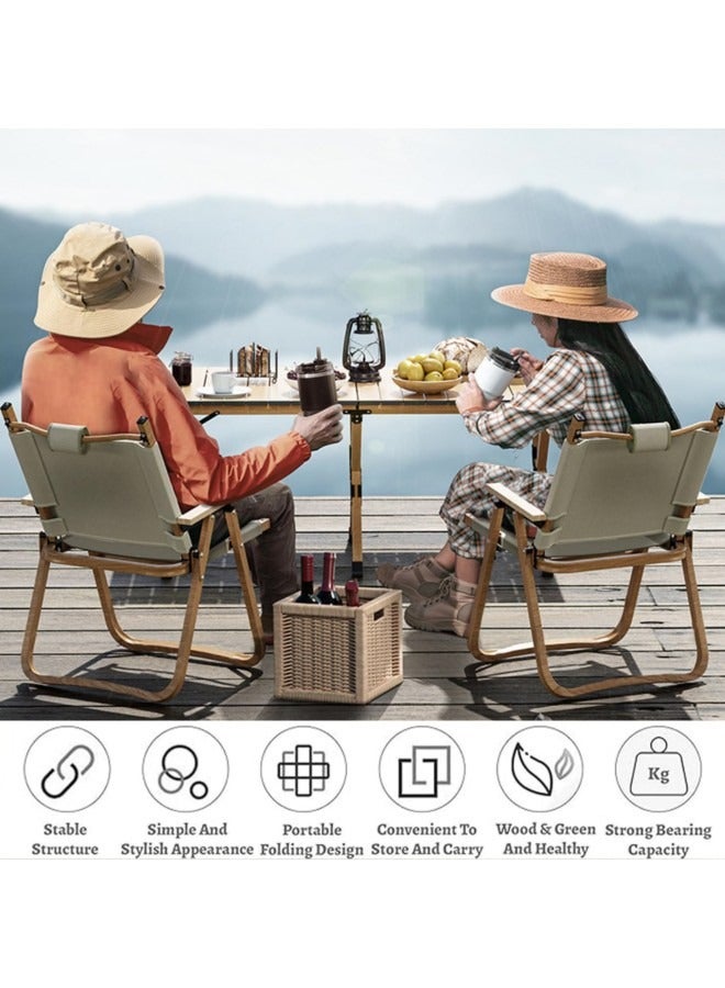 Portable Roll Up Picnic Table with Carry Bag,Folding Camping Tables,Carbon Steel Frame & Wooden Table,Serve for 4-6 Person, 23 * 45 inch