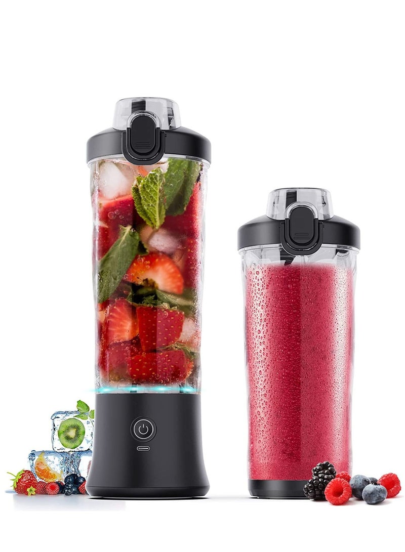 SYOSI Portable Blender, Shakes and Smoothies Waterproof Blender for Sports, Travel Outdoors, Mini USB Rechargeable with 20 oz BPA Free Cups Lid