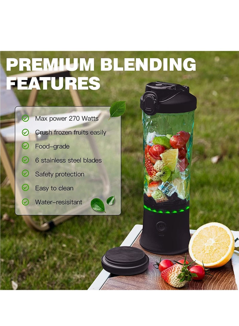 SYOSI Portable Blender, Shakes and Smoothies Waterproof Blender for Sports, Travel Outdoors, Mini USB Rechargeable with 20 oz BPA Free Cups Lid