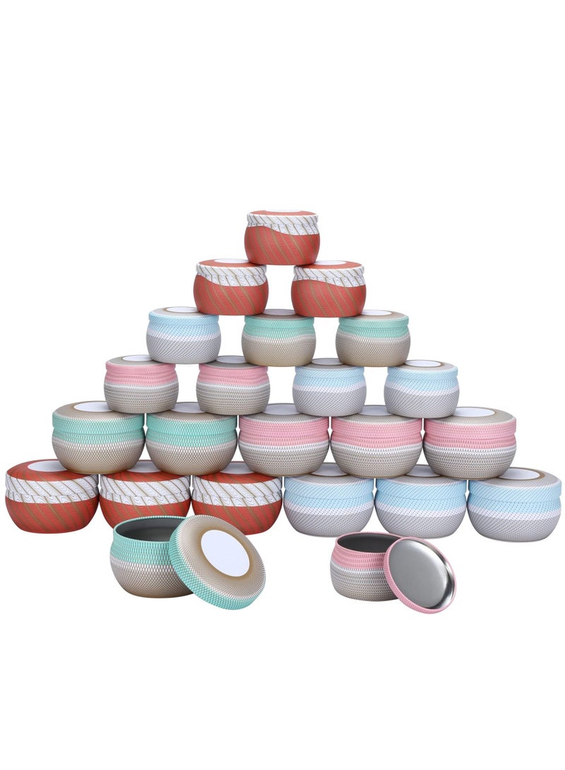 24 Pcs Candle Tins with Lids DIY Round Containers for Making Metal Storage Arts Crafts 4 Color 12 8oz and 4oz