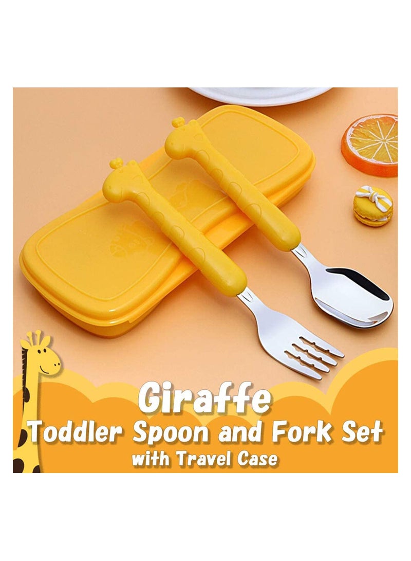Toddler Fork and Spoon Set Baby Silverware Stainless Steel Kid Utensils Child Flatware for Self Feeding Age 3+