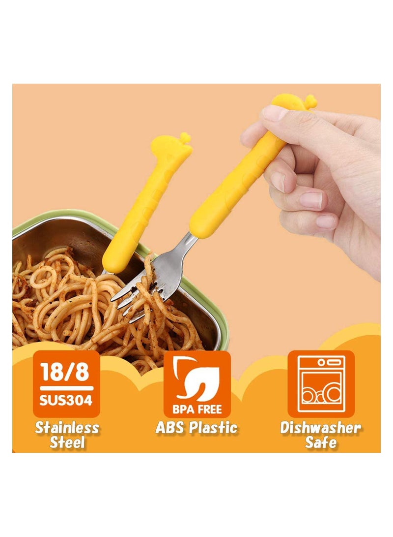 Toddler Fork and Spoon Set Baby Silverware Stainless Steel Kid Utensils Child Flatware for Self Feeding Age 3+