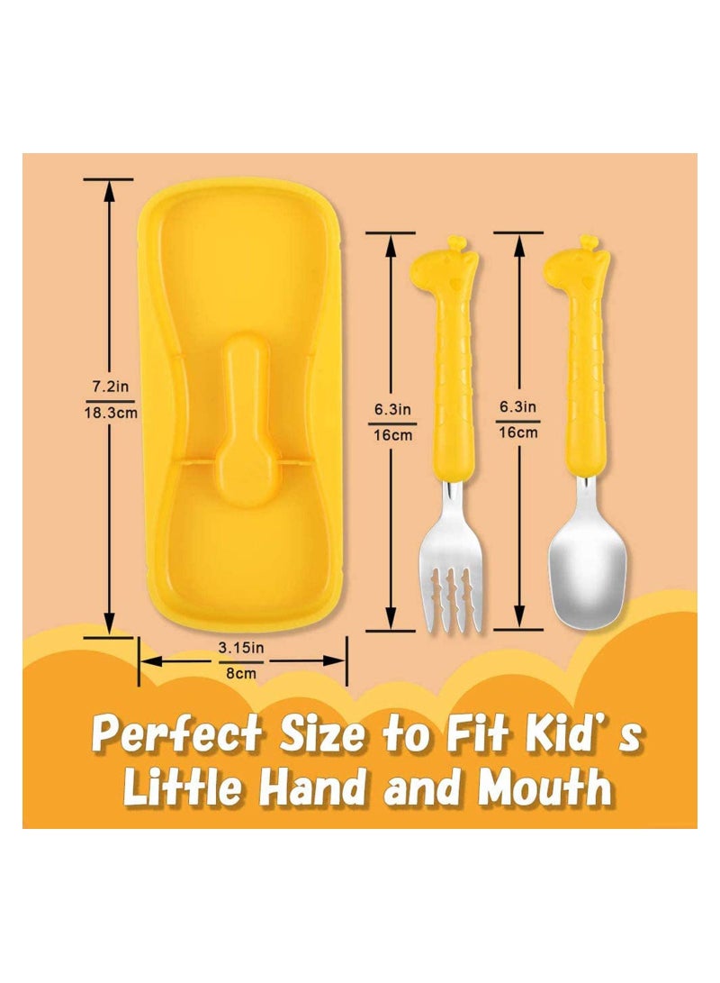Toddler Fork and Spoon Set Baby Silverware Stainless Steel Kid Utensils Child Flatware for Self Feeding Age 3+