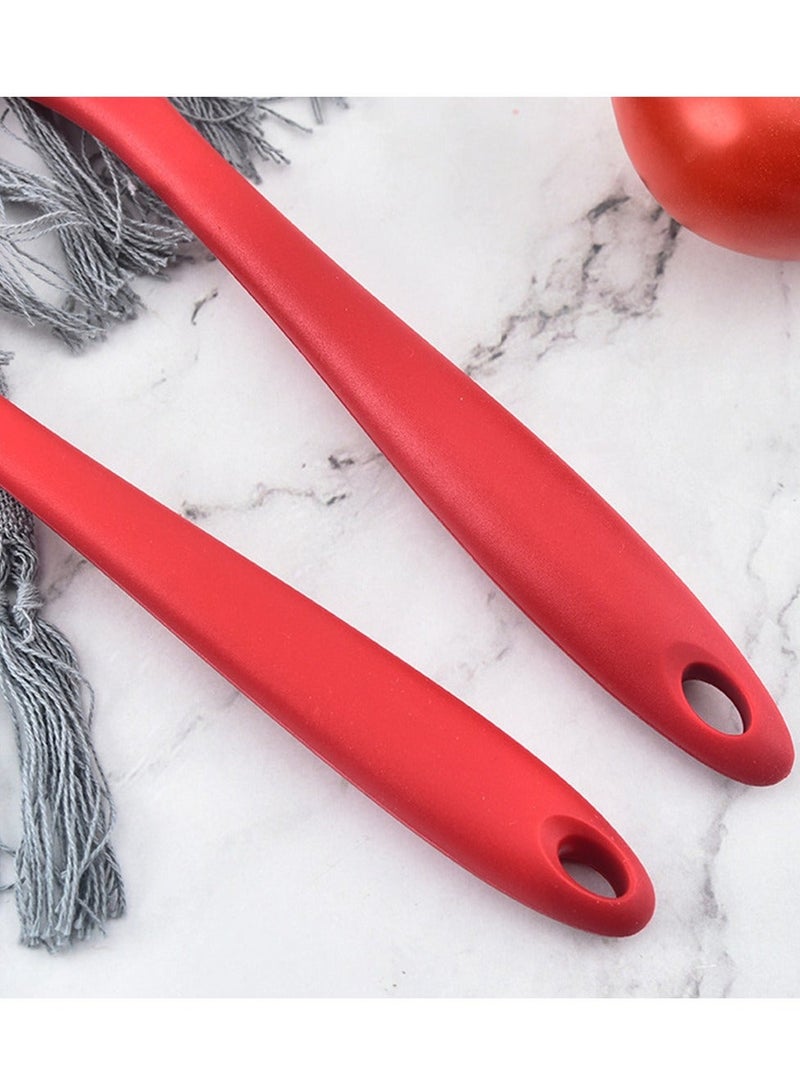 Pack of 4 Large Silicone Cooking Spoons, Kitchen Spoon Set, Pcs Solid Spoons and Slotted Non Stick Basting Spoon,Heat-Resistant Utensils for Mixing,Serving,Draining,Stirring