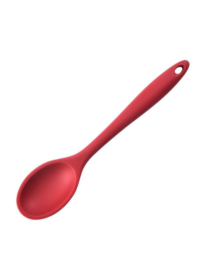 Pack of 4 Large Silicone Cooking Spoons, Kitchen Spoon Set, Pcs Solid Spoons and Slotted Non Stick Basting Spoon,Heat-Resistant Utensils for Mixing,Serving,Draining,Stirring