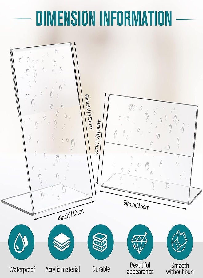 Acrylic Photo Frames, 12Pcs Sign Holder, Clear Flyer Display Stand Slant Back Picture for Home Office Restaurant Desk Display, 4x6