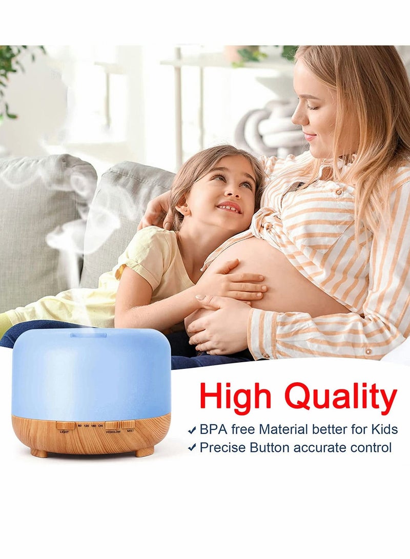 Upgraded Essential Oil Diffuser 500ml Ultrasonic Aromatherapy Air Vaporizer with 7 Color Lights 4 Timer Fragrant Cool Mist Humidifier Auto Shut-off Function for Home Office