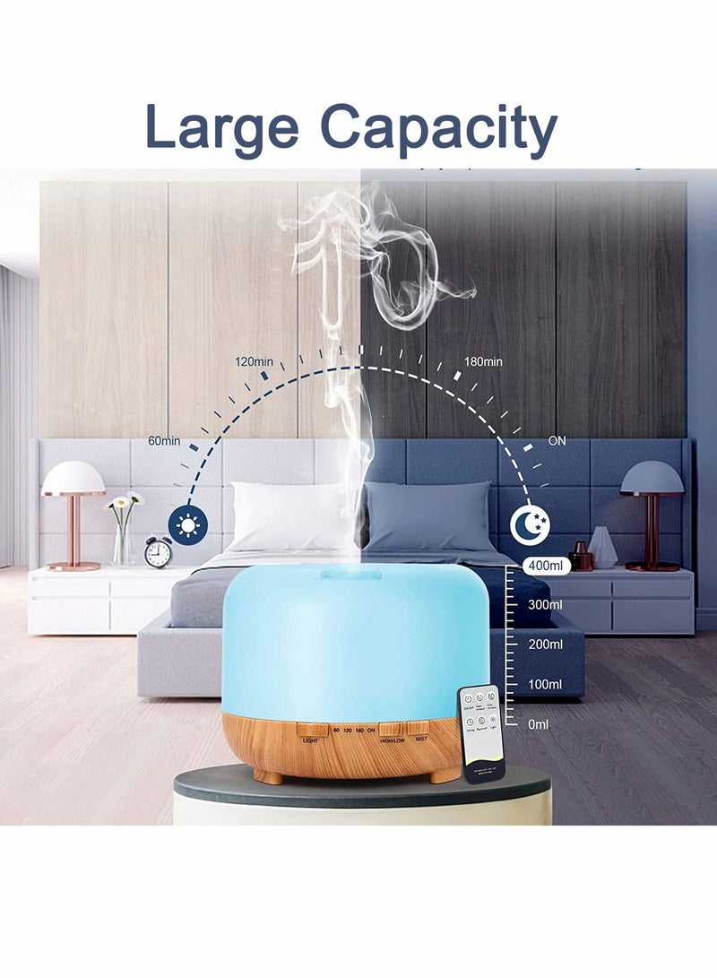 Upgraded Essential Oil Diffuser 500ml Ultrasonic Aromatherapy Air Vaporizer with 7 Color Lights 4 Timer Fragrant Cool Mist Humidifier Auto Shut-off Function for Home Office