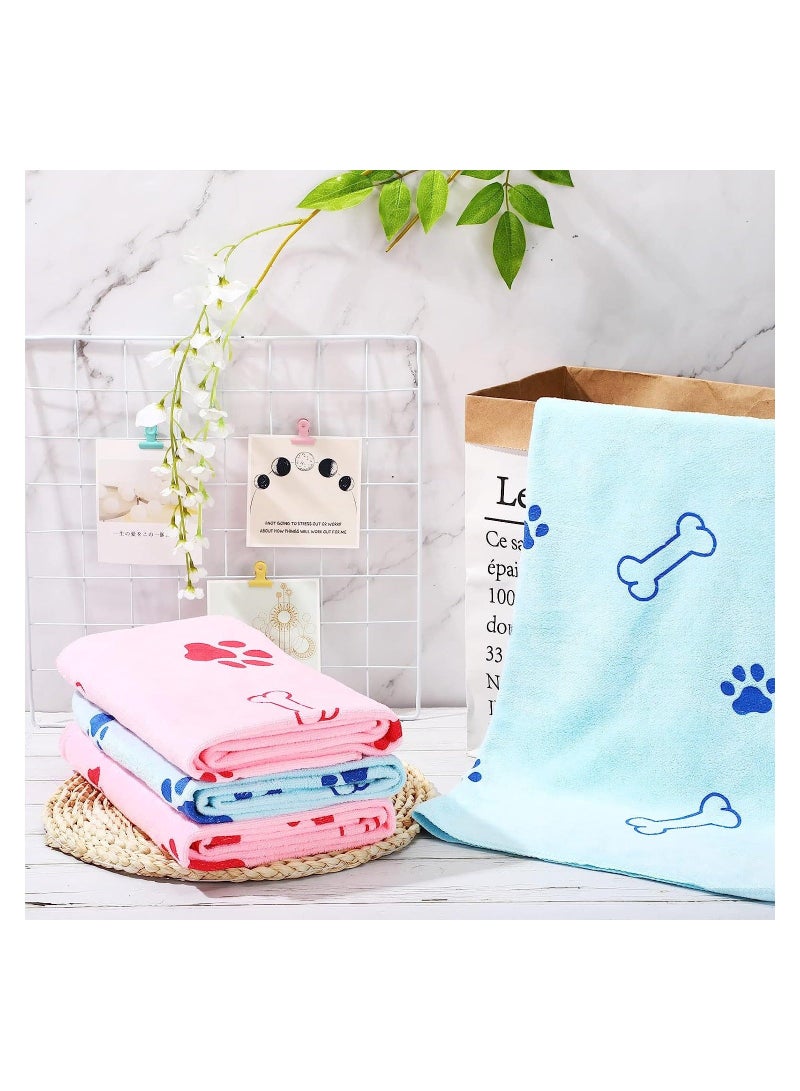 4 Pieces Dog Towels for Drying Dogs Puppy Towel Bulk Microfiber Absorbent Pet Bathing Supplies Quick Paw Medium Cats Pets Shower 23.6 x 39.4 Inch