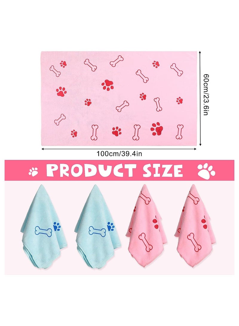 4 Pieces Dog Towels for Drying Dogs Puppy Towel Bulk Microfiber Absorbent Pet Bathing Supplies Quick Paw Medium Cats Pets Shower 23.6 x 39.4 Inch