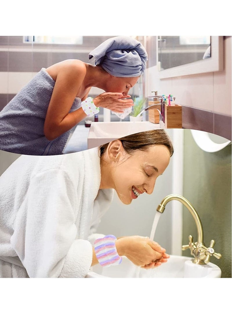 Women's Wrist Towels for Washing Face, Microfiber Spa Wash Towel Band, Face Wristbands, Absorbent Wristbands Sweatband Girls Prevent Water from Spilling Down Your Arms (8 Pcs)