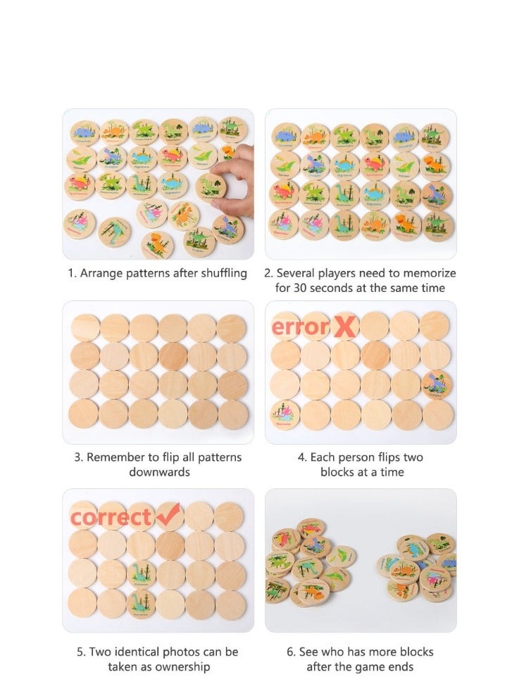 Dinosaur Jigsaw Puzzle Kids Memory Chess Game Baby Educational Wooden Toys for Children 3D Puzzles