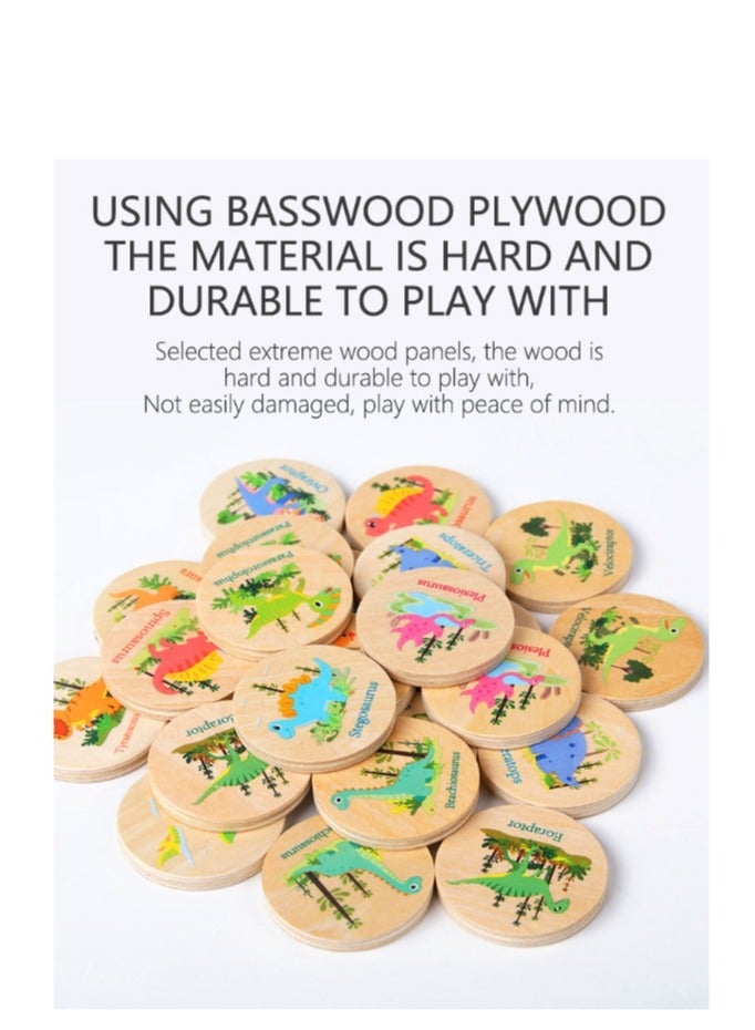 Dinosaur Jigsaw Puzzle Kids Memory Chess Game Baby Educational Wooden Toys for Children 3D Puzzles