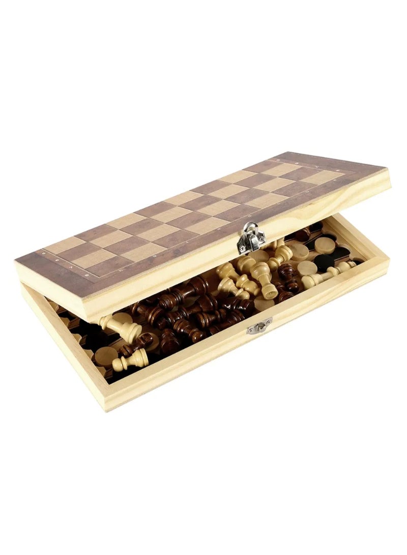 3 In 1 Chess Board Folding Wooden Portable Chess Game Board Wooden Chess Board For Adults Chess Checkers Backgammon