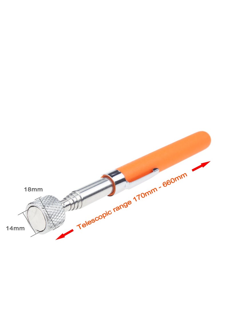 Telescoping Magnetic Pickup Tools, Extendable Grabber Mechanic Tools, Mini Portable Telescopic Magnetic Magnet Pen For Picking Up Nut Bolt Extendable Pickup Rod Stick, ( 10LB Orange )